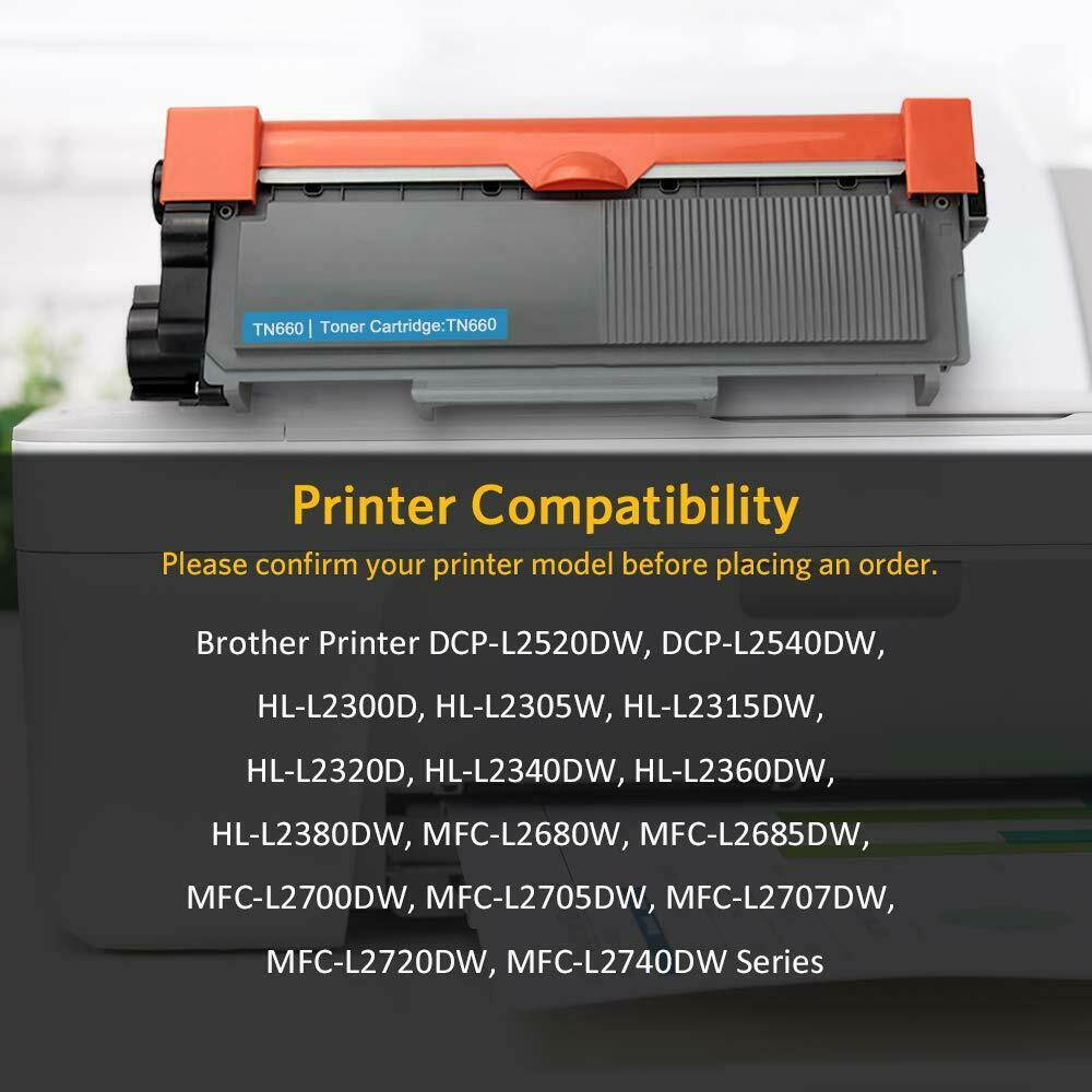 Compatible Toner Cartridge Replacement for Brother TN630 TN660 TN-660 (Black, 2 Pack) for use in Brother HL-L2300D HL-L2320D HL-L2340DW HL-L2360DW HL-L2380DW MFC-L2720DW MFC-L2740DW DCP-L2540DW