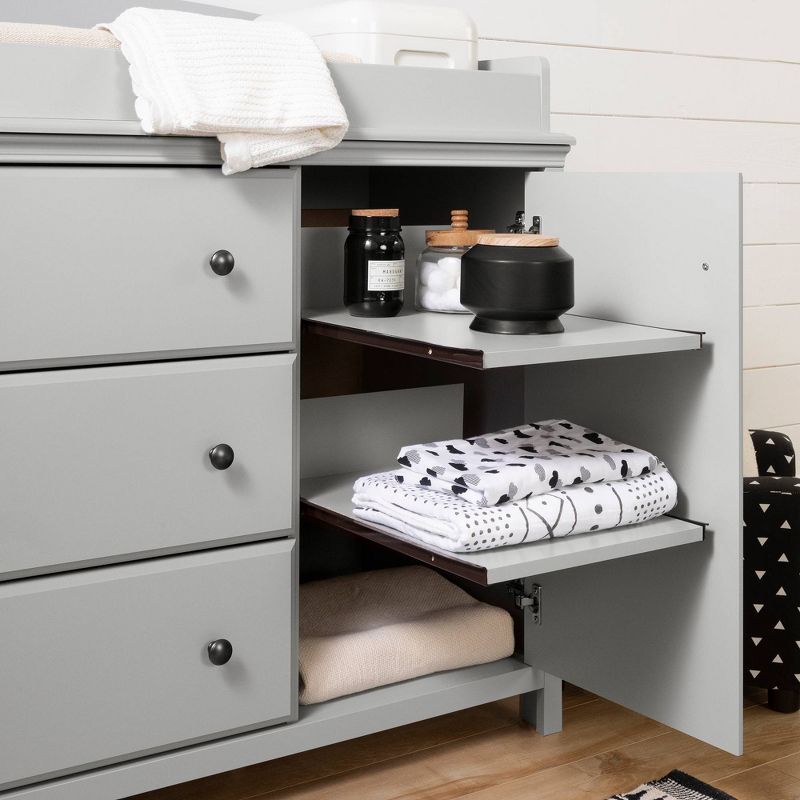 Cotton Candy Changing Table with Station - Soft Gray - South Shore