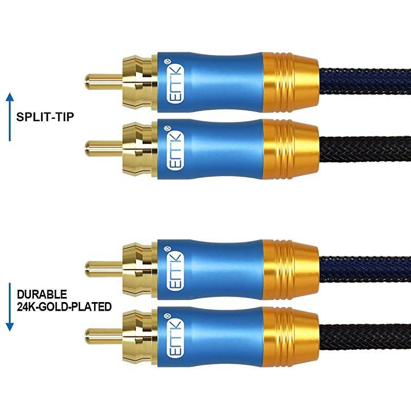 RCA Cable, 2RCA Male to 2RCA Male Stereo Audio Cable for Home Theater, HDTV, Amplifiers, Hi-Fi Systems 3Ft/1m,Blue