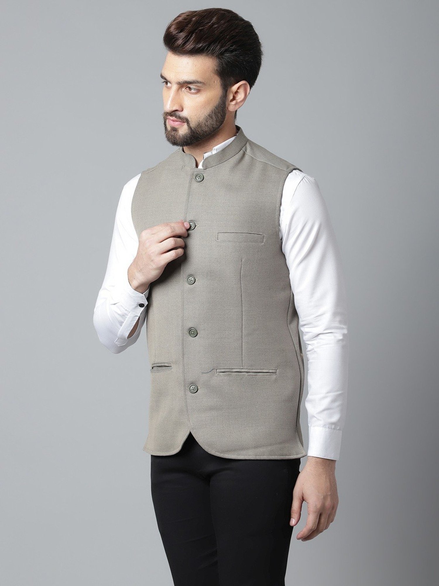 Even Cream Regular Fit Nehru Jacket