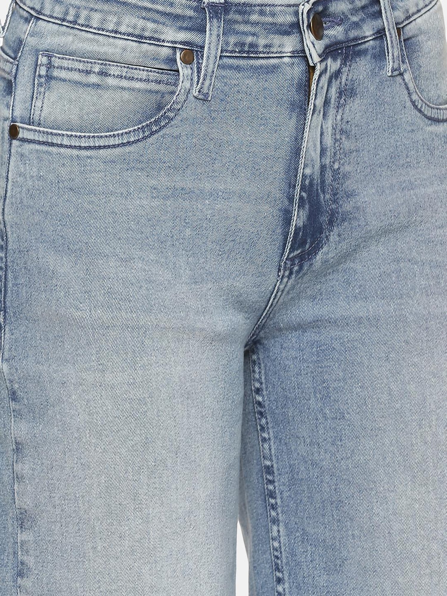 ISU Blue Cotton Mid Rise Jeans