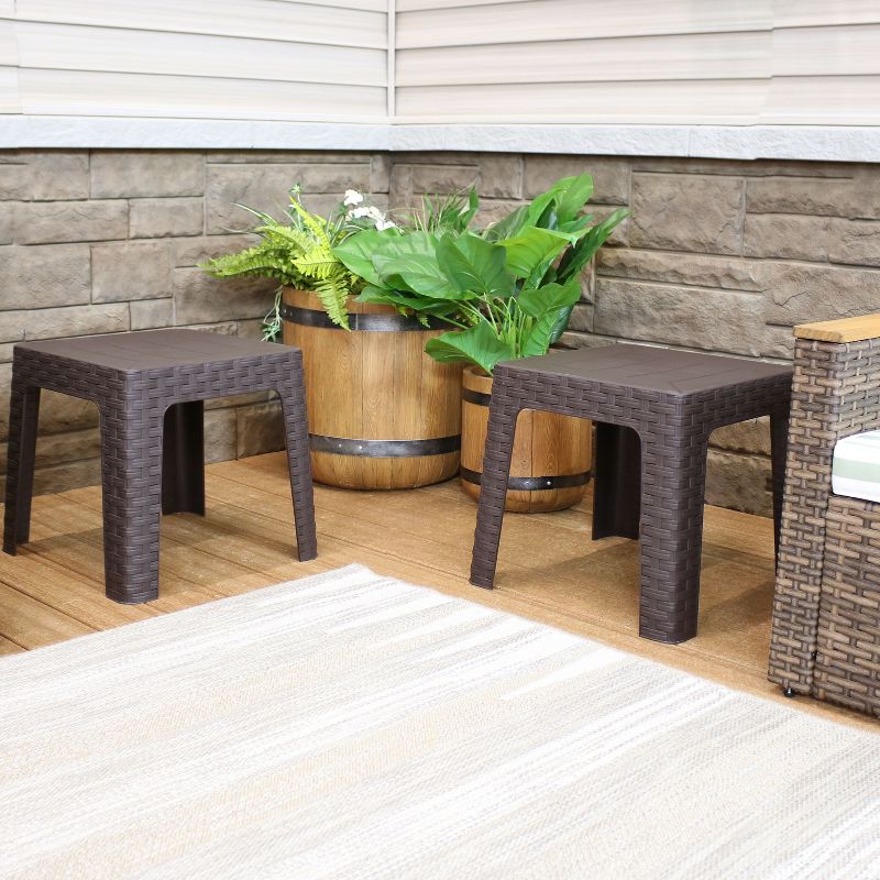 Aluminum Square Patio Side Table - Brown - Crestlive Products