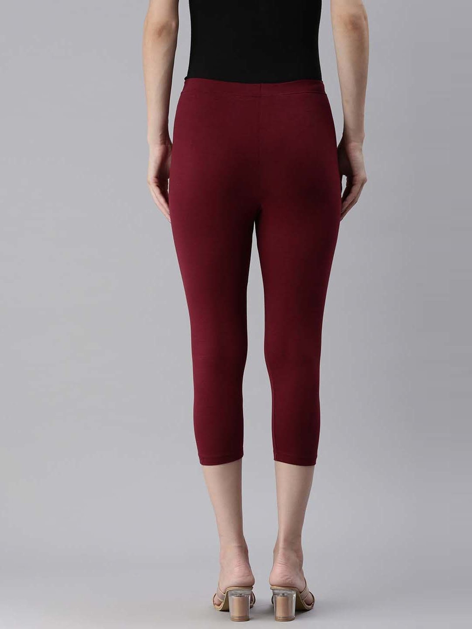 Kryptic Beige & Maroon Cotton Capris - Pack Of 2