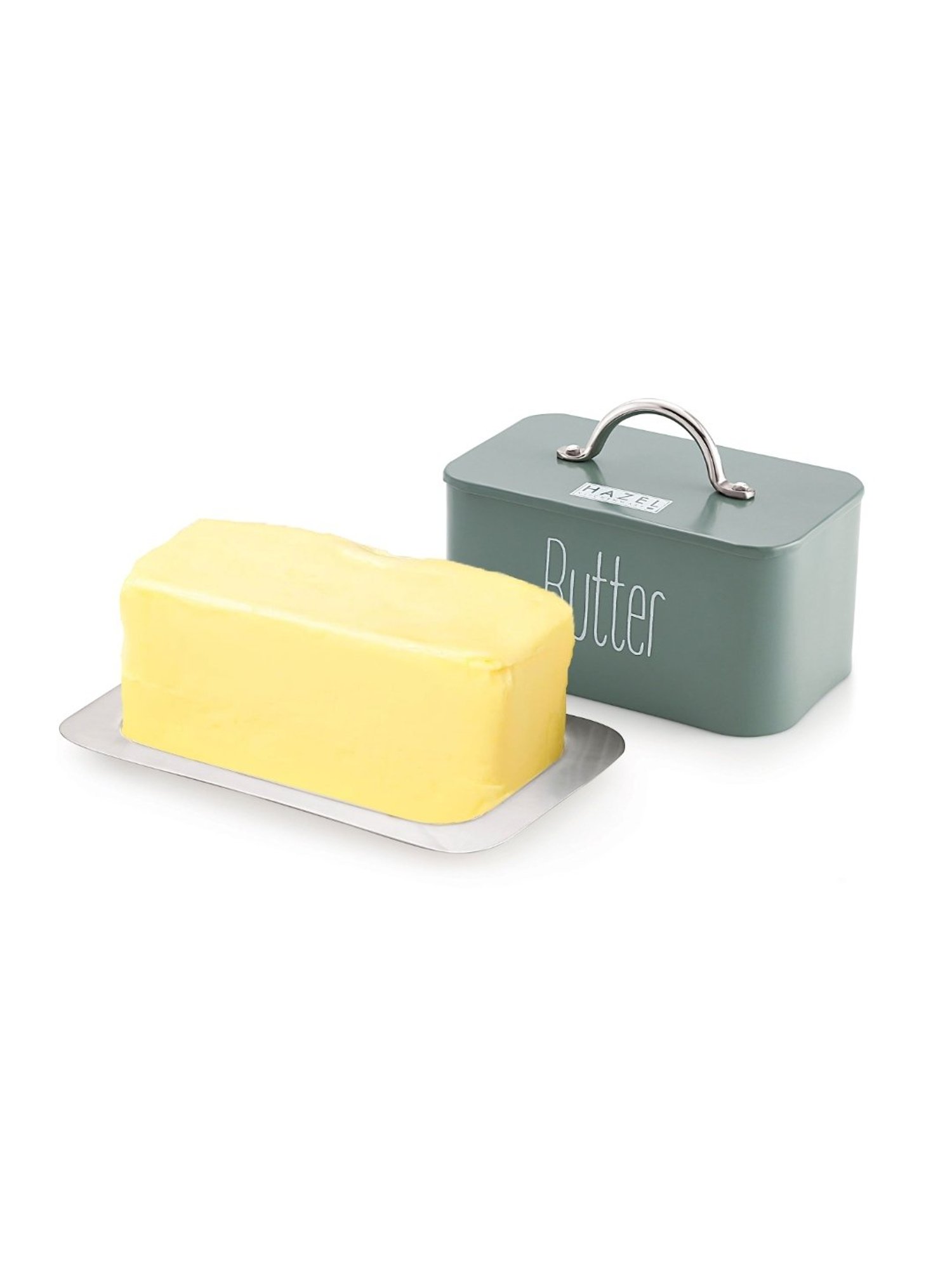 HAZEL Red and Olive Green Galvanized Metal Bread Butter Box - Set of 2 (4.1L)