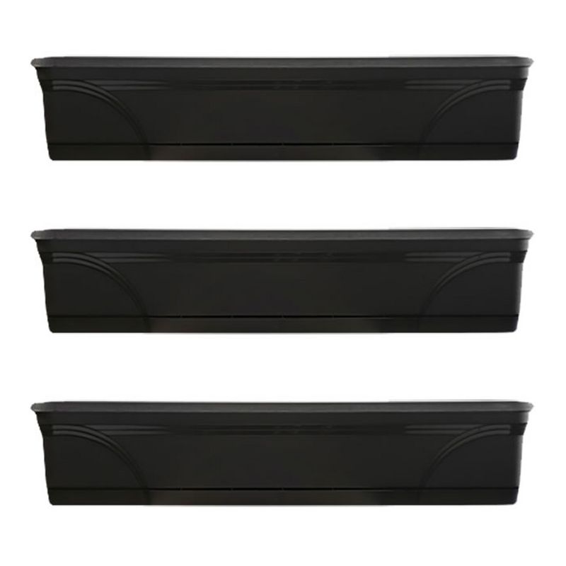 Southern Patio SPAT-MB3612BK 36-Inch Medallion Hanging Windowsill Garden Box Planter, Black (3 Pack)