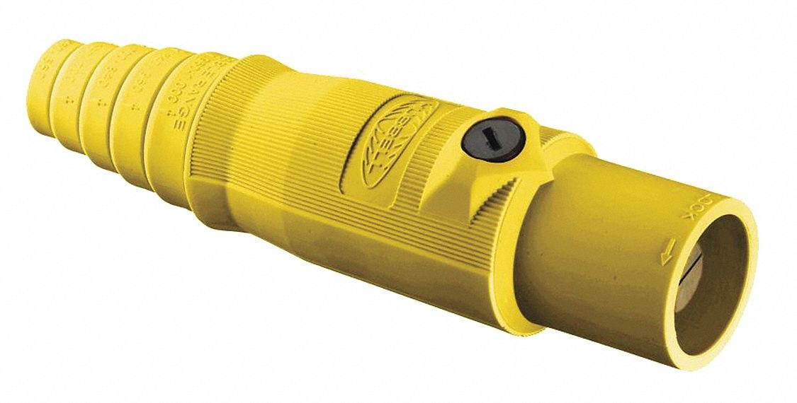 HUBBELL HBL300MY Single Pole Connector, Male, Yellow