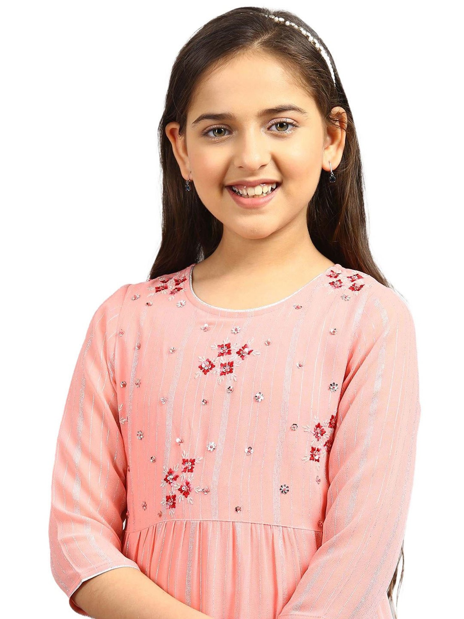 Aurelia Kids Pink Embroidered Dress
