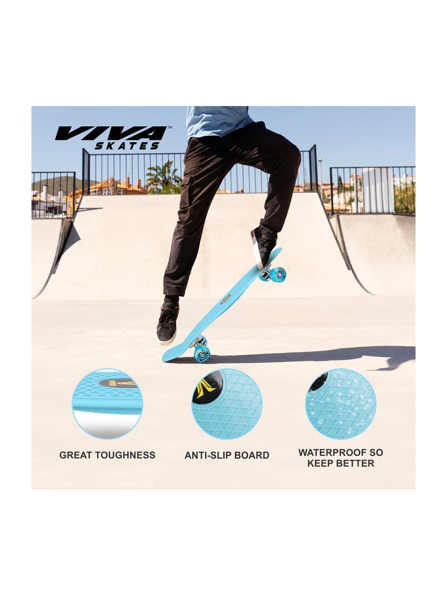 Viva Sky Blue Skateboard for Seniors