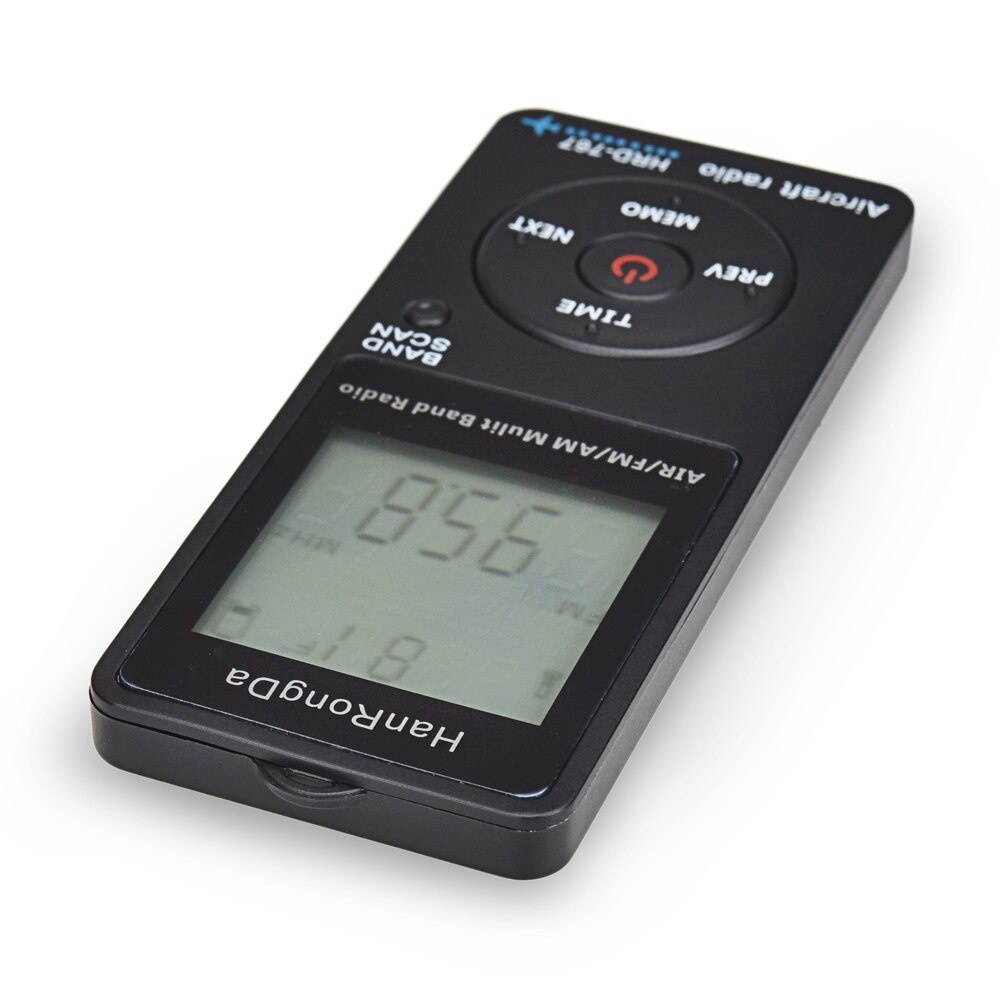 Multi Band Radio Aircraft Band Radio Receiver Blacklit LCD Display Lock Button with Headphones Lanyard Storage Bag