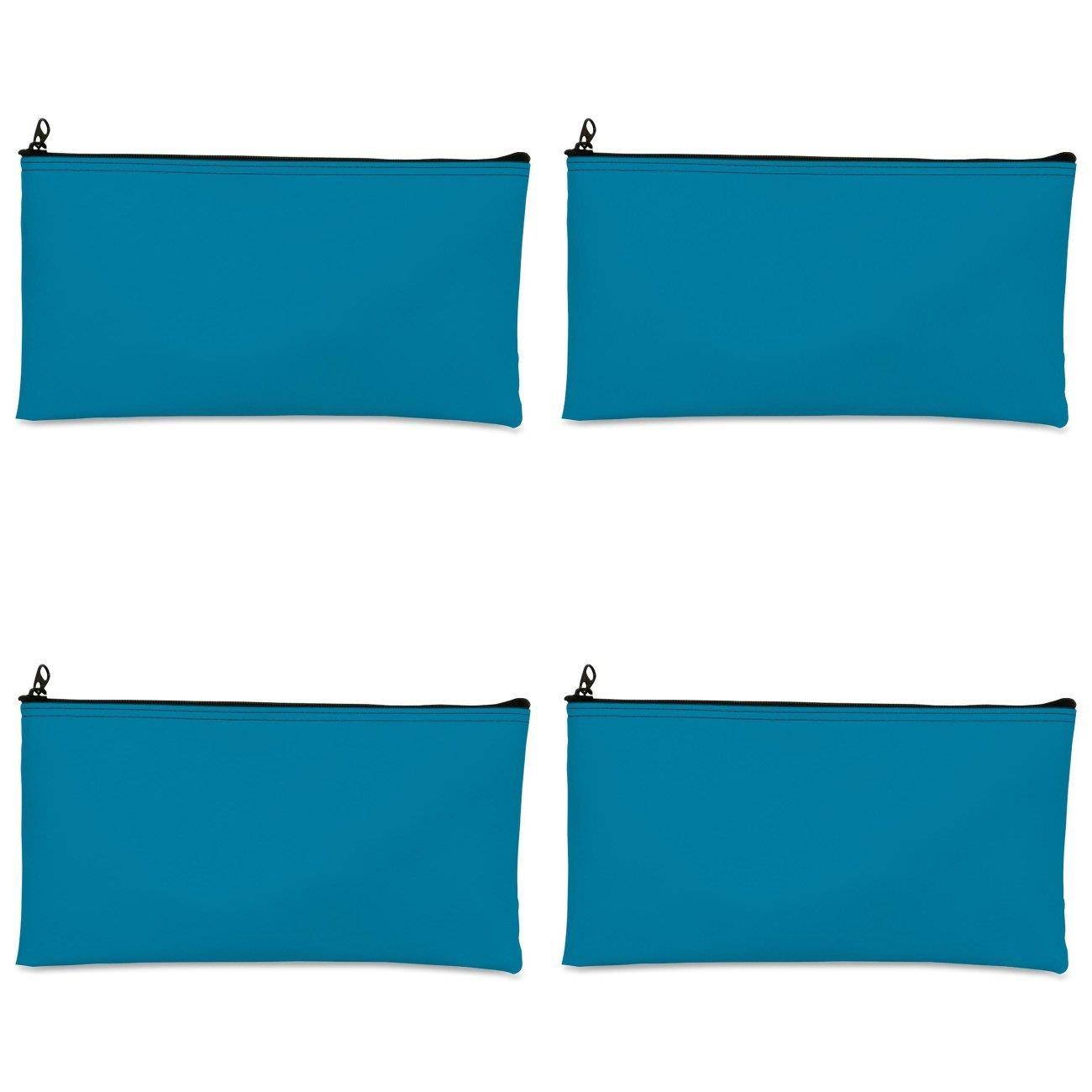 MMF Leatherette Zippered Wallet, Leather-Like Vinyl, 11w x 6h, Marine Blue, 4 Packs