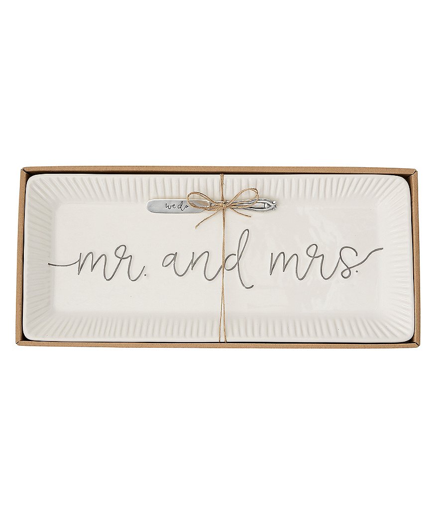 Mud Pie Mr & Mrs Hostess Tray Set