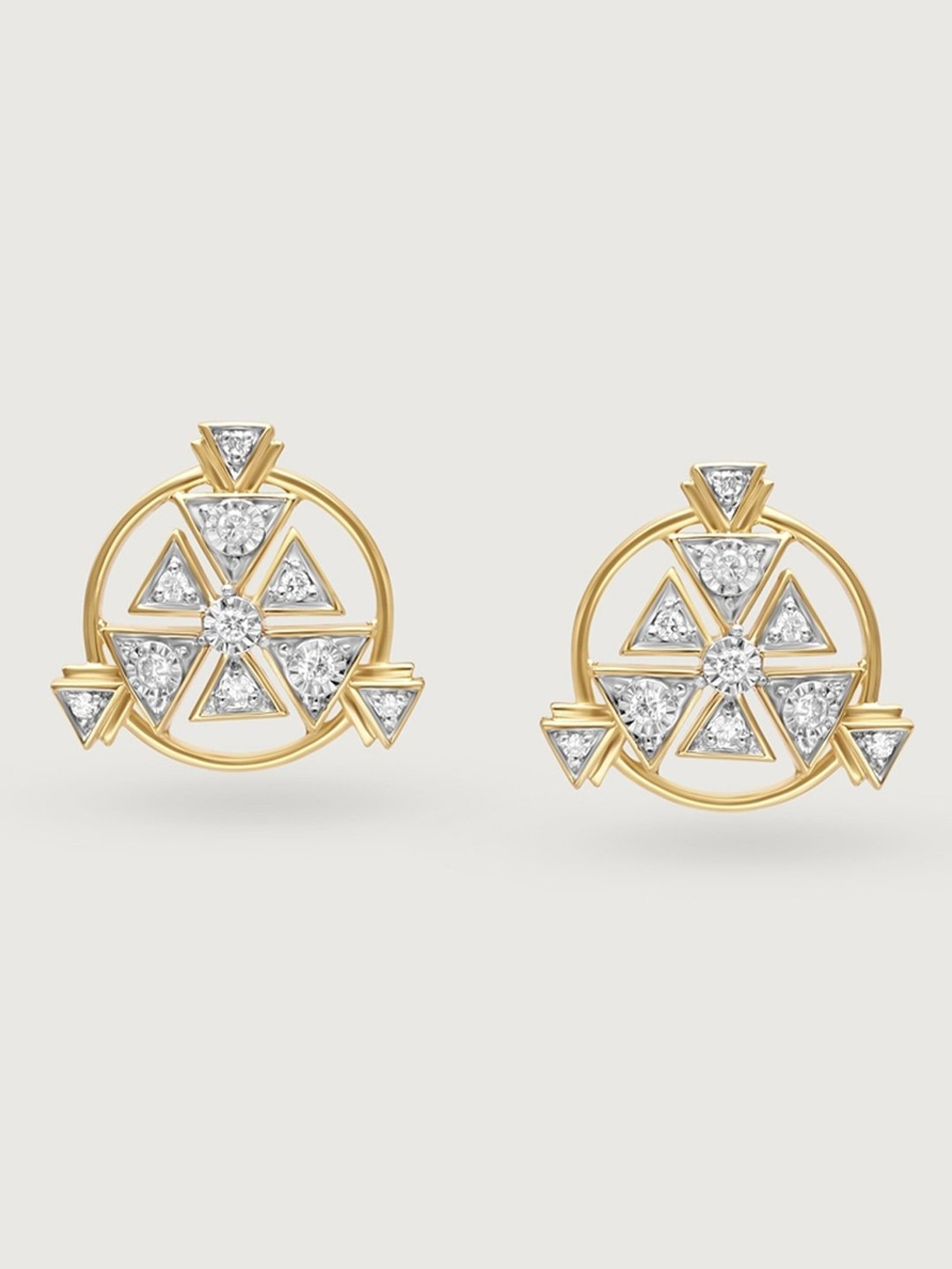 Mia by Tanishq Shimmering Skyline Cluster 14k Gold & Diamond Stud Earrings