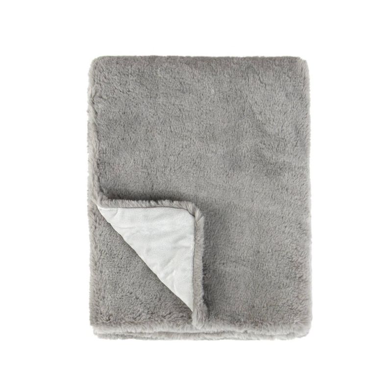 Tadpoles Super Soft Double Layer Faux Fur Plush Baby Blanket - Gray