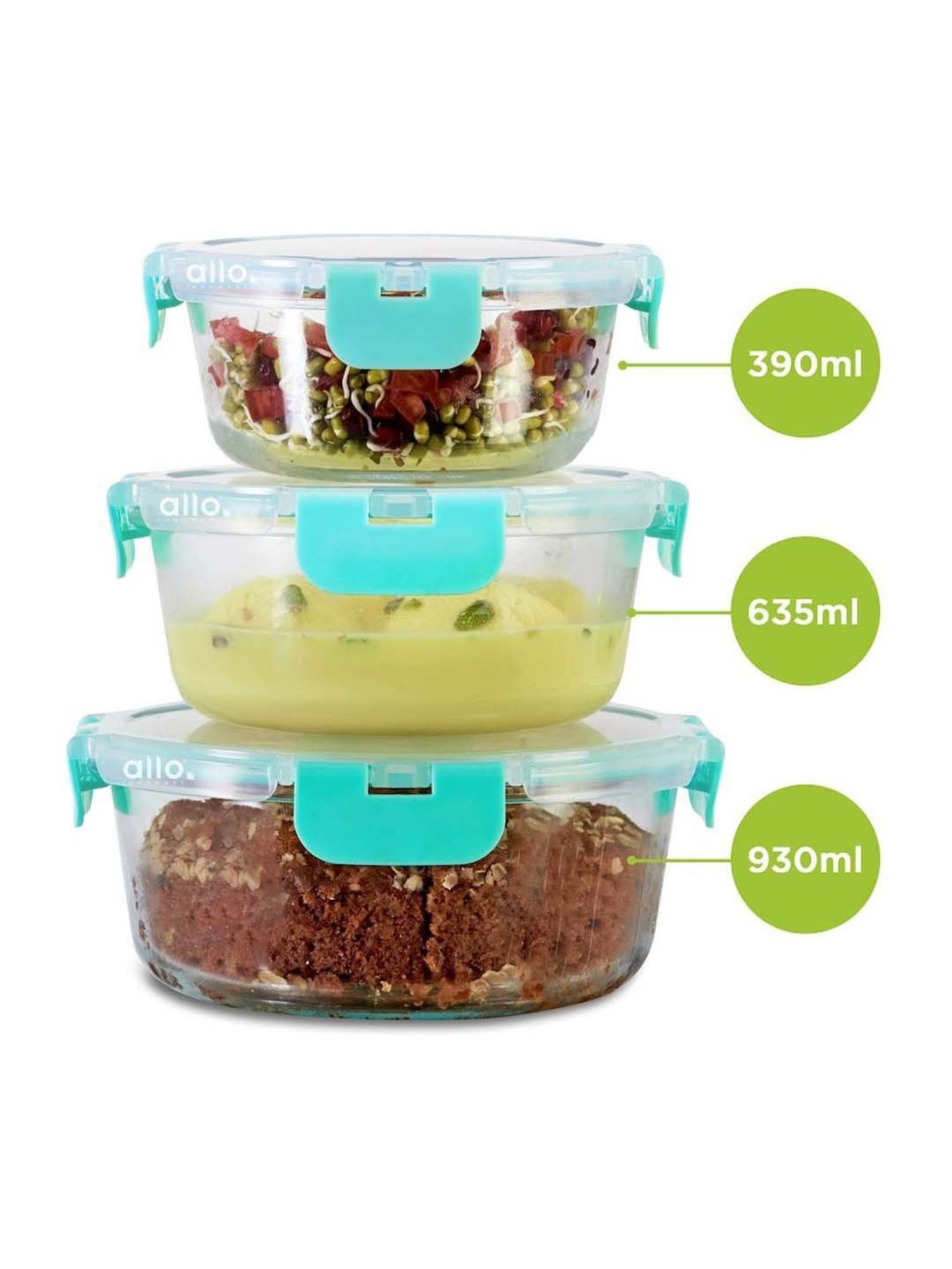 Allo Borosilicate Glass Containers with Lids Microwave Safe Container for Glass Storage Containers