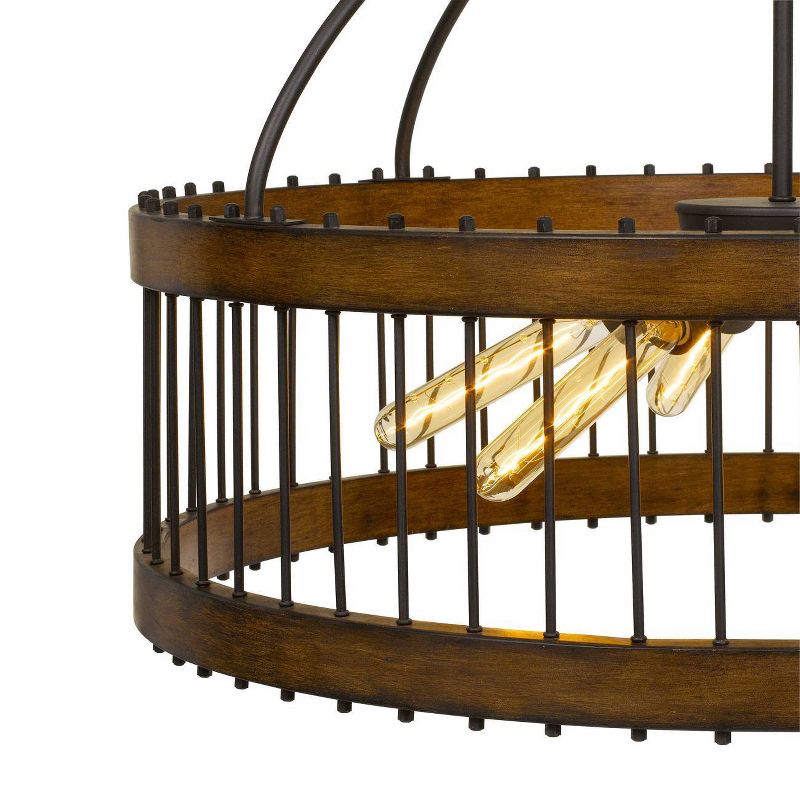 29.25" x 22" Round Pine Wood Vienna Island Chandelier Iron/Light Oak - Cal Lighting