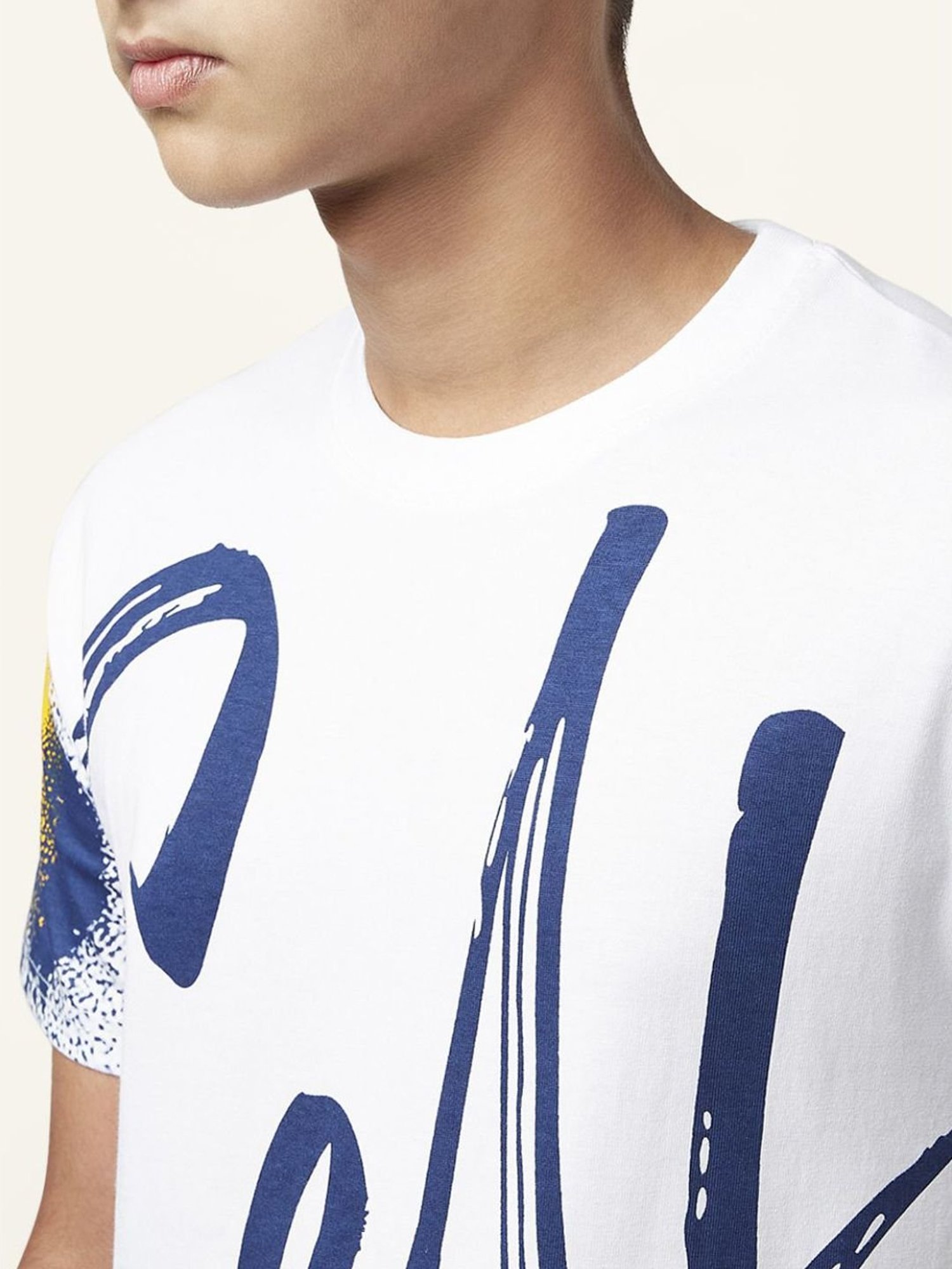 Coolsters by Pantaloons Kids White & Blue Cotton Printed T-Shirt