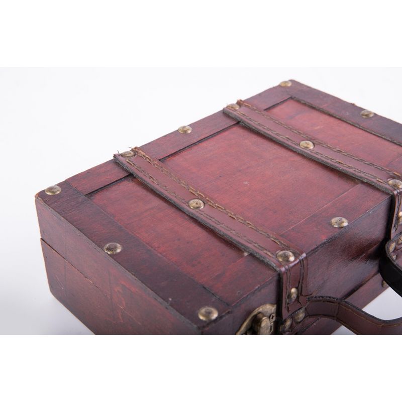 Vintiquewise Antique Style Small Wooden Suitcase With Leather Straps and Handle