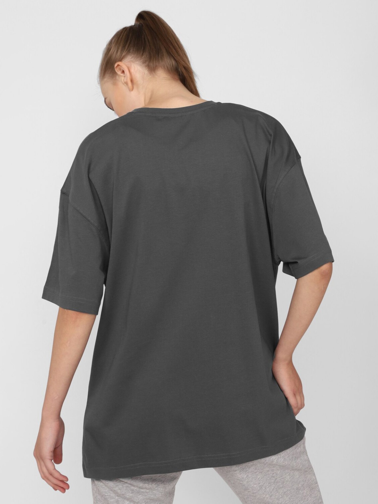 Reebok Grey Cotton Printed T-Shirt