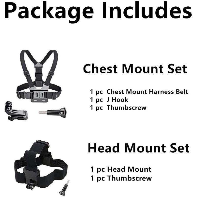 ROME CARE 2 in 1 Chest Mount Harness Chesty Head Mount Strap for Action Camera Compatible with GoPro Hero 9, 8,Max,Go Pro Hero 7, 6, 5, 4, Session, 3+, 3, 2, 1, Hero (2018), Fusion, DJI Osmo,AKASO