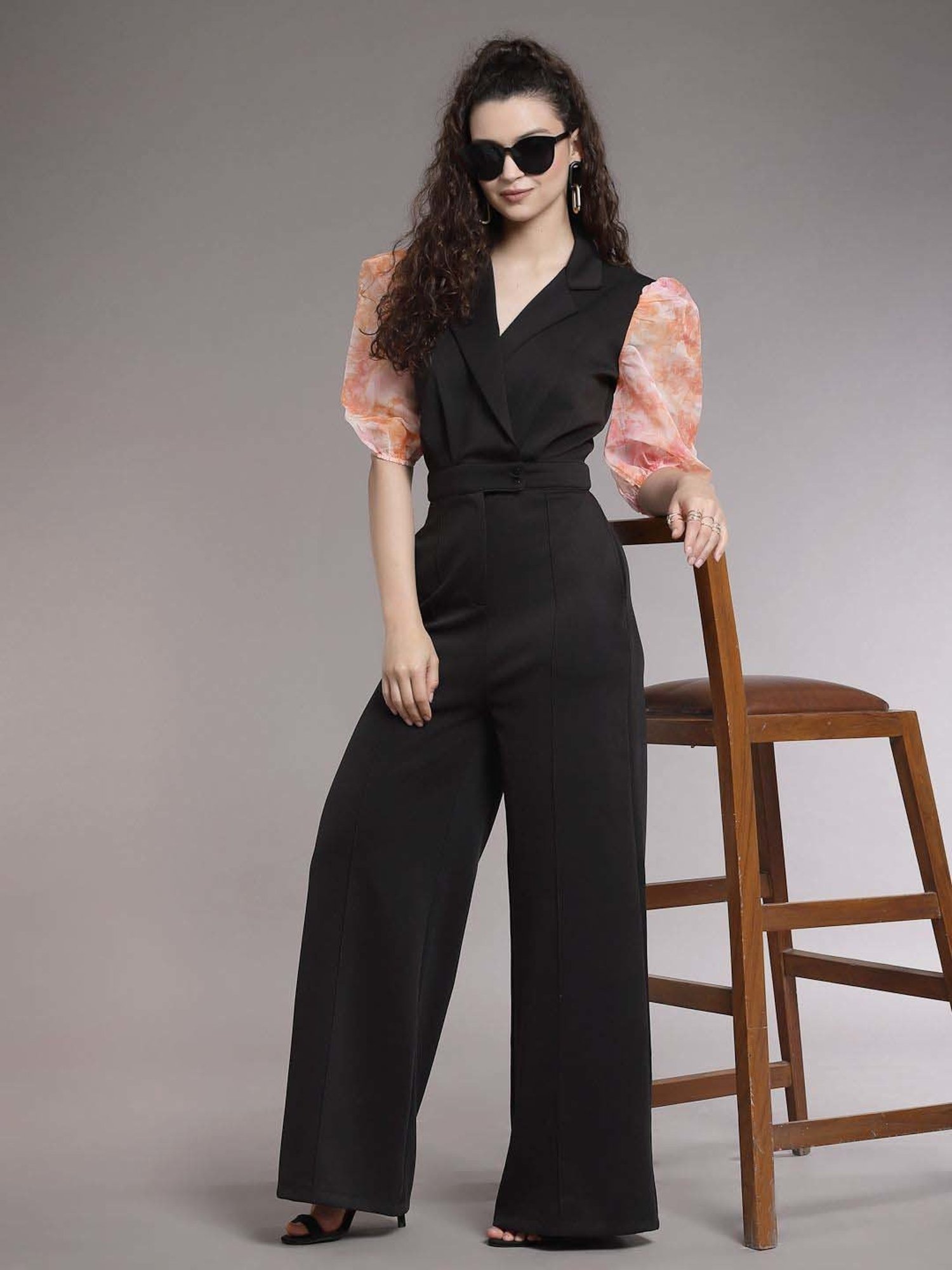 KASSUALLY Black Plain Jumpsuit