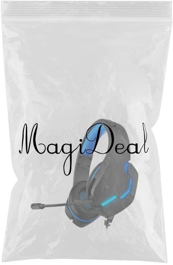 MagiDeal J10 Gaming Headset with Noise Cancelling Mic, Deep bass Stereo Soft Earmuffs Headphone with 3.5MM Jack & LED - Black Blue