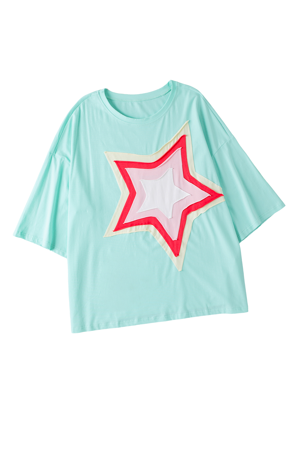 Moonlight Jade Colorblock Star Patch Plus Size Top