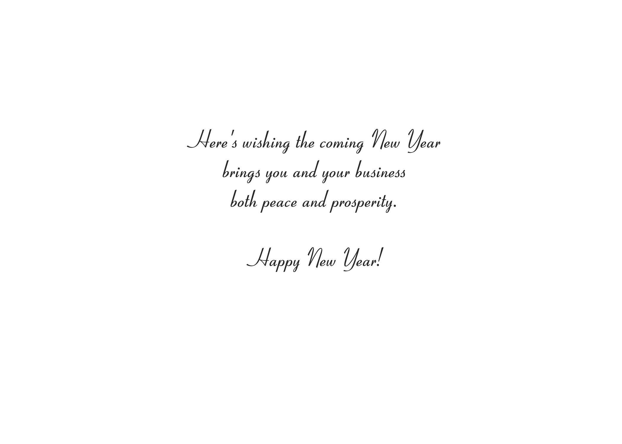 New Year Greeting Cards-Happy New Year-HNY100. Business Greeting Card with Snowflakes and Happy New Year in Blue Shades. Box Set has 25 Greeting Cards and 26 White with Silver Foil Lined Envelopes.