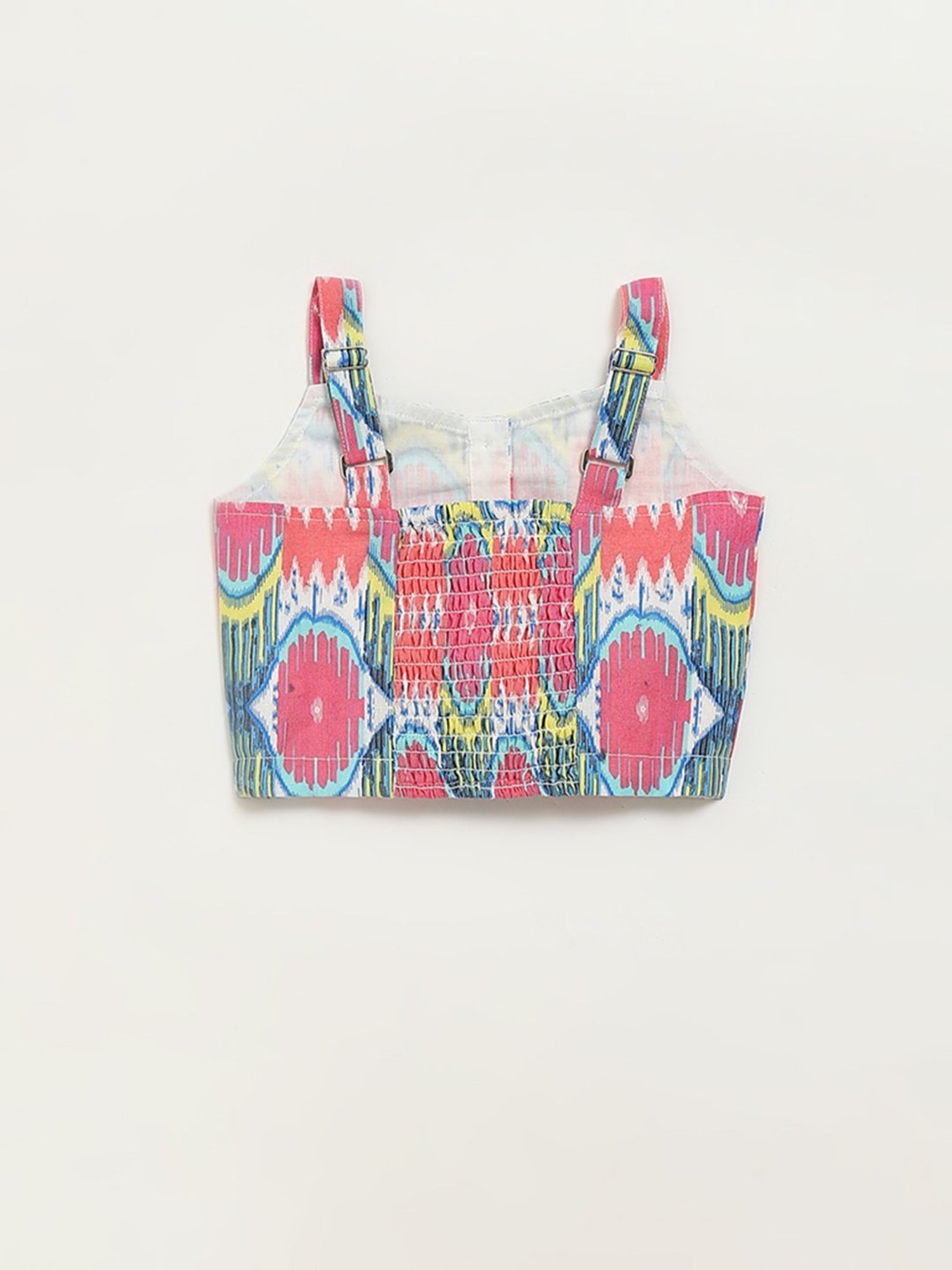 Utsa Kids by Westside Pink Ikat Printed Cotton Blend Top