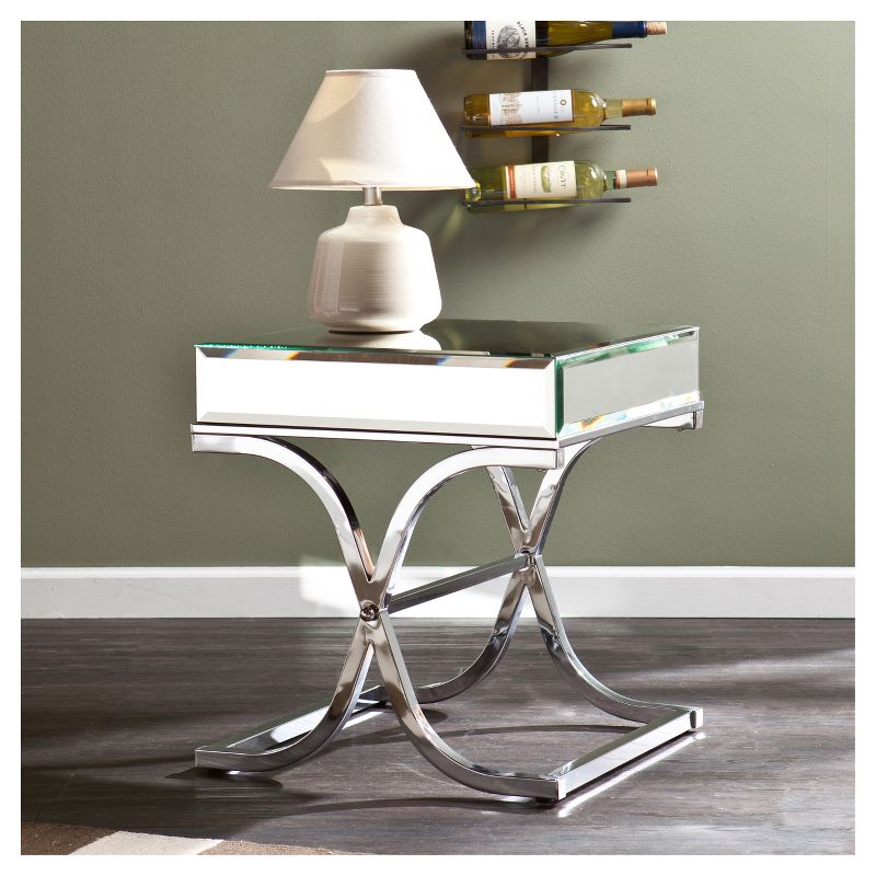 Lillian Mirrored End Table Chrome - Aiden Lane