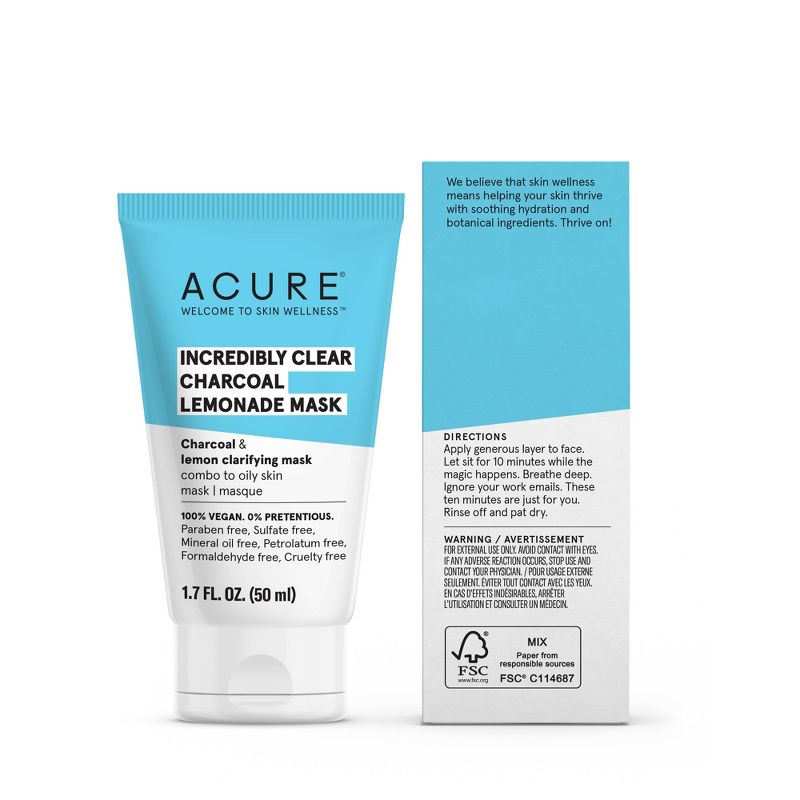 Acure Incredibly Clear Charcoal Lemonade Face Mask - 1.7 fl oz