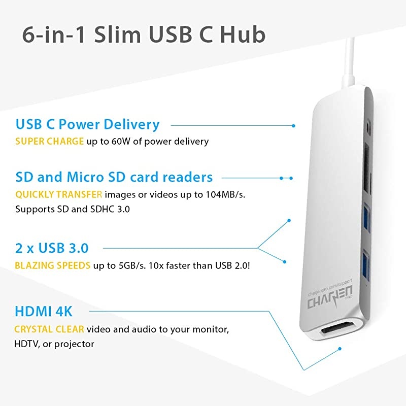 USB C Hub for MacBook Pro 16 15 13 2020 2019 2018 MacBook Air 2020 2019 2018 100W Power HDMI 4K 2 USB 30 microSD SD Card Readers