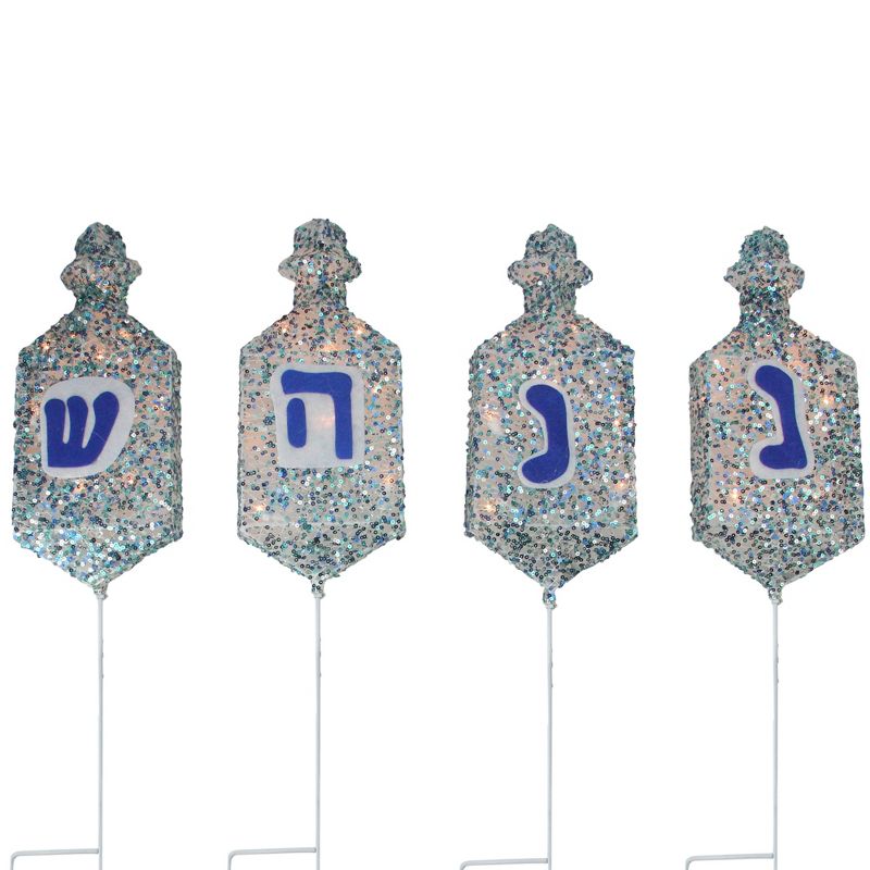 Penn 4ct Pre-Lit Lighted Hanukkah Dreidel Pathway Marker - White/Blue