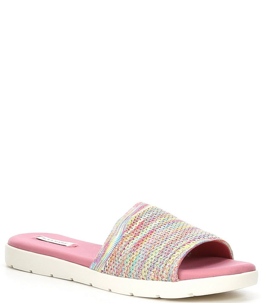 Alex Marie Casperi Rainbow Stretch Knit Patterned Sock Slides