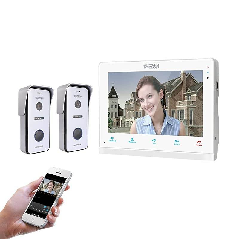 10 Inch Wireless/Wired Wifi IP Video Doorphone Intercom Doorbell Entry System with 2x720P AHD Wired Camera Night Vision,Remote unlocking,Talking,Recording,Snapshot