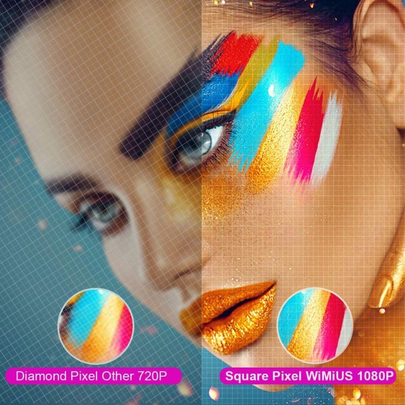 Native 1080P Projector, WiMiUS Upgrade 7000 Lumens Projector Support 4K 200'' Display, 4D &plusmn;50&deg; Keystone Correction, Zoom Function Compatible with TV Stick, PC, Smartphone for Indoor and Outdoor Movie