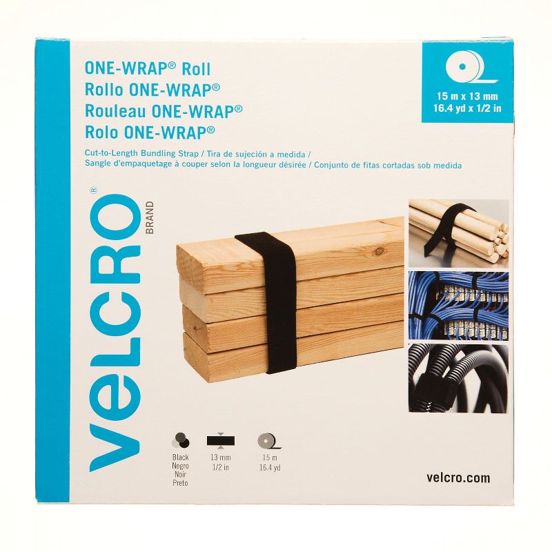 Velcro Bundling Strap Roll 1/2"Wx49'Lx1/5"H Black 30639