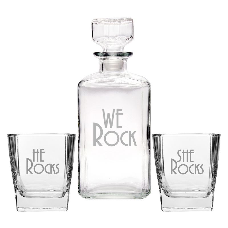 3ct We Rock Wedding Decanter & Glass Set
