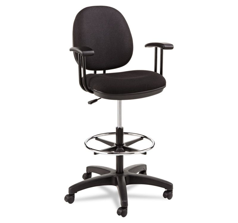 Alera Interval Series Swivel Task Stool, 100% Acrylic, Black IN4611