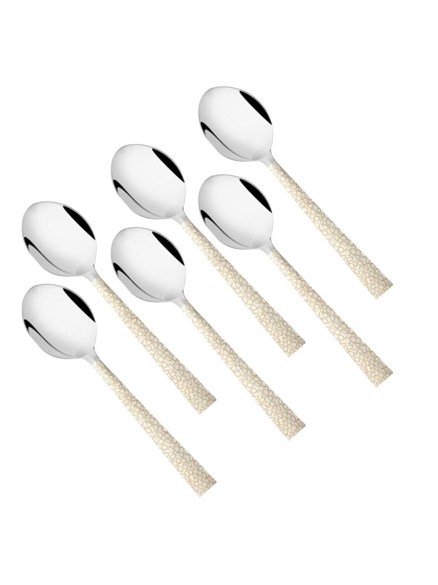 FnS Pebble Silver Stainless Steel Spoons - Set of 6