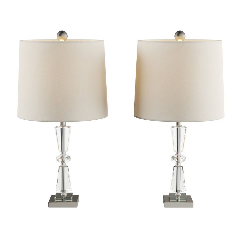 Crystal Tiered Lamps with Shades-Set of 2