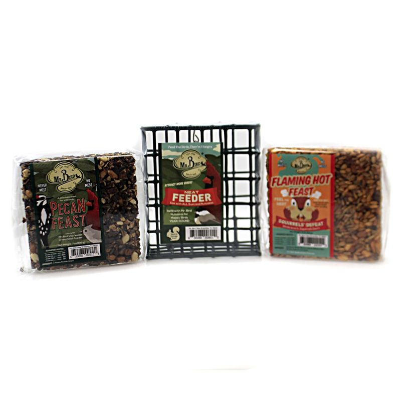 Home & Garden 5.0" Small Cakes + Cage Starter S/3 Bird Pecan Feast Flaming Hot Mr Bird  -  Bird And Wildlife Food