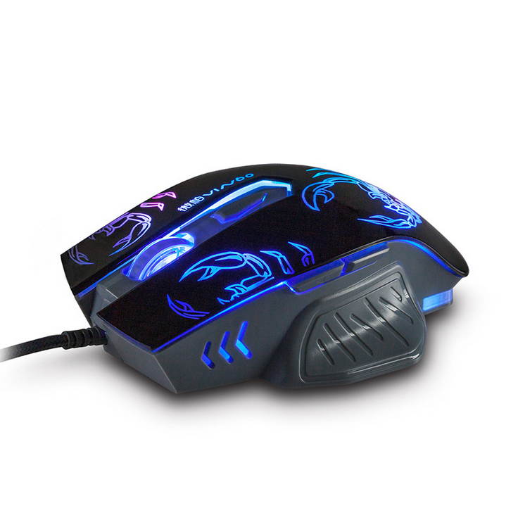 Mute 2000dpi 6 Button Wired USB 6D Wired Optical Computer Gaming Mouse LED Mice-Color Random