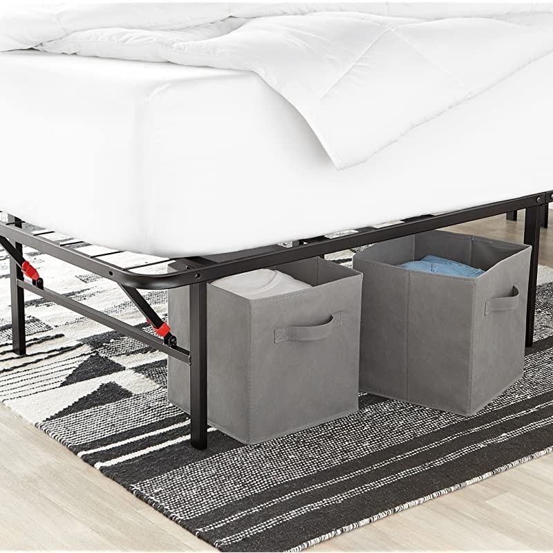 Basics Collapsible Fabric Storage Cubes Organizer with Handles, Gray - Pack of 6