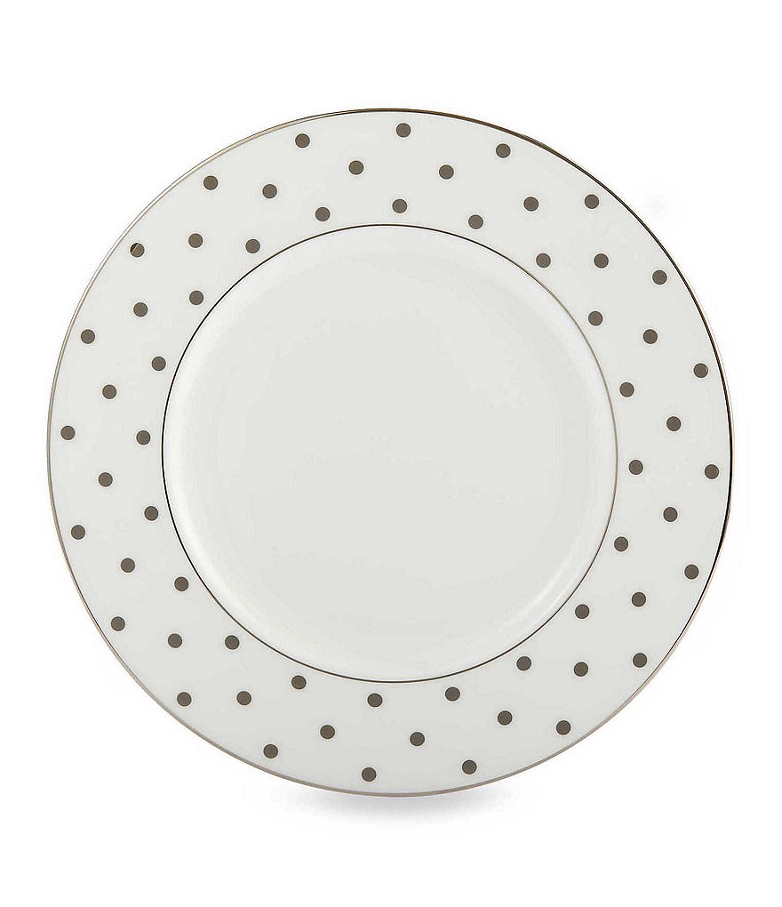 kate spade new york Larabee Road Platinum-Dotted Bone China Accent Salad Plate