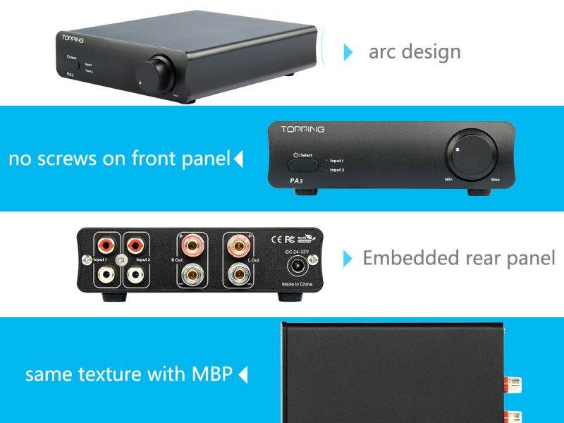 TOPPING PA3 Desktop Power Amplifier 80W x 80W 2 Channel TDA7498E HiFi Class D Digital Amplifiers