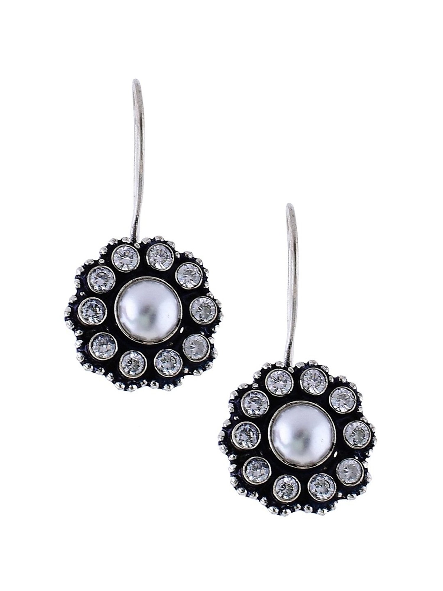 Sri Jagdamba Pearls Black Rosy Pearl Drop Earrings
