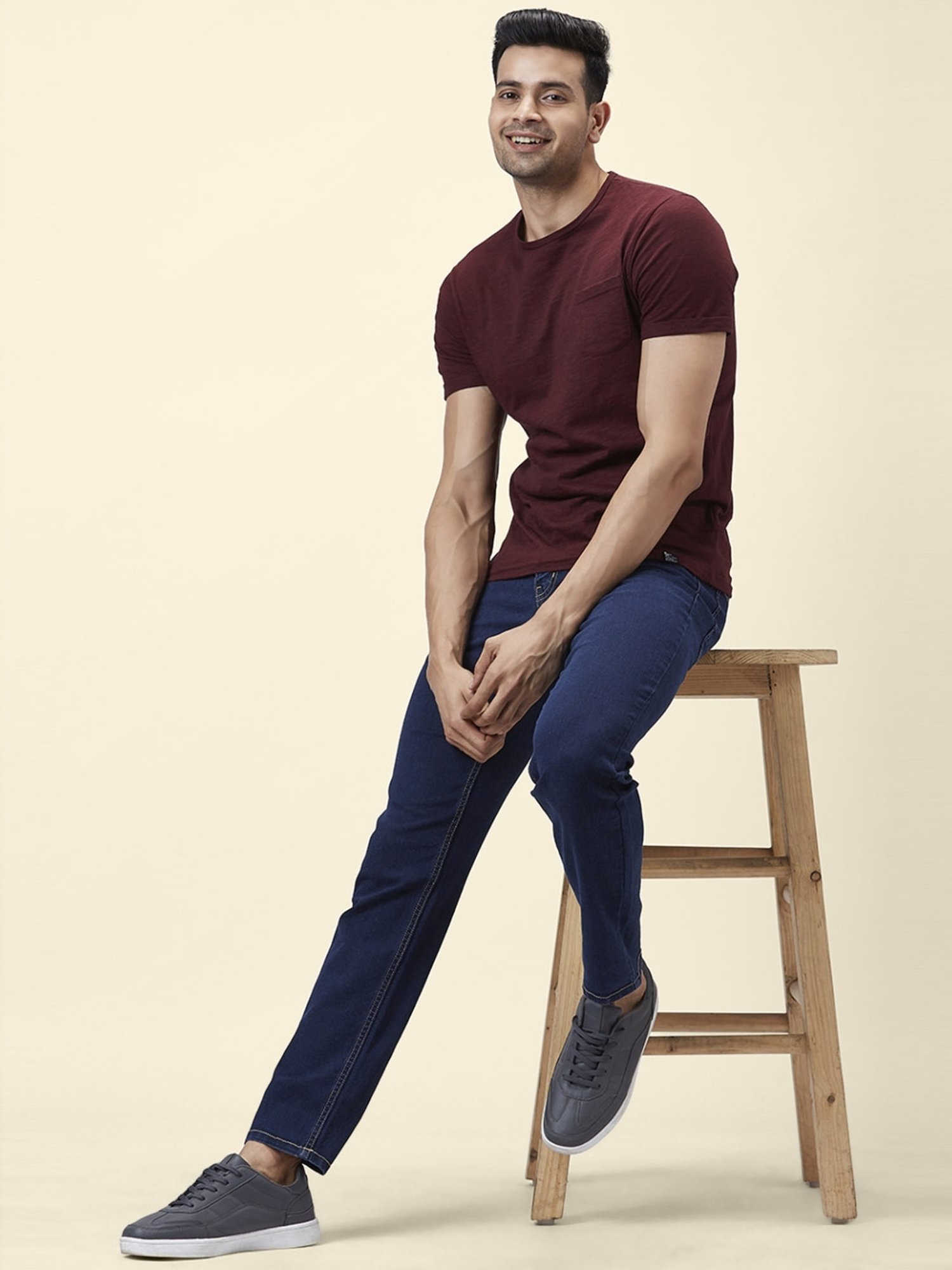 American Eagle Blue Cotton Regular Fit Jeans