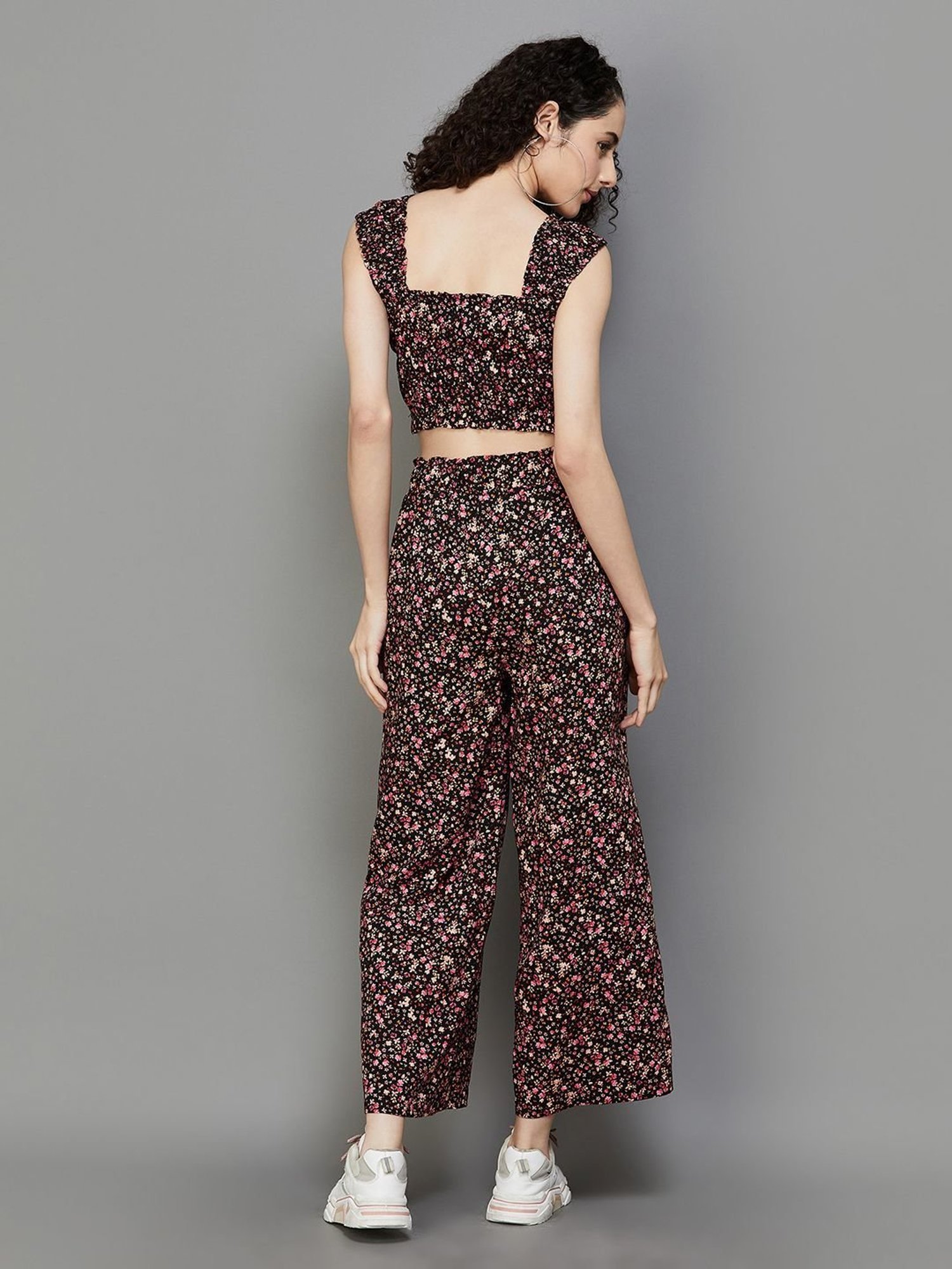 Ginger by Lifestyle Black Printed Top Pant Set