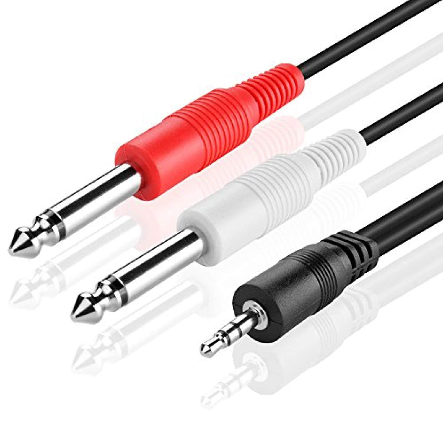 TNP Premium 3.5mm TRS to Dual 1/4 Inch TS Audio Cable (10FT) - Male 3.5mm 1/8" Stereo AUX Auxiliary to 6.35mm 1/4" Y Adapter Connector Wire Cord Plug Jack