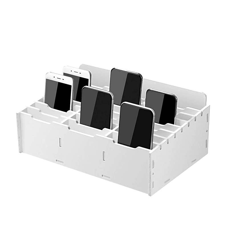 24 Slots Cell Phone Storage Box for Classroom Calculator Holder Class Cell Phone Organizer White